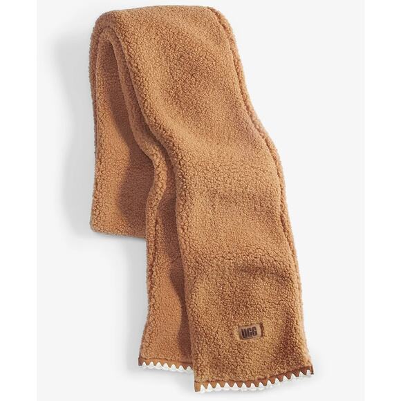 UGG® Women's Scalloped UGG Fluff Scarf in Chestnut - Picture 1 of 2